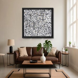 Alhamdulillah - Intricate Black & Gold Islamic Calligraphy - Hand-Painted Canvas Art  30x42 nches